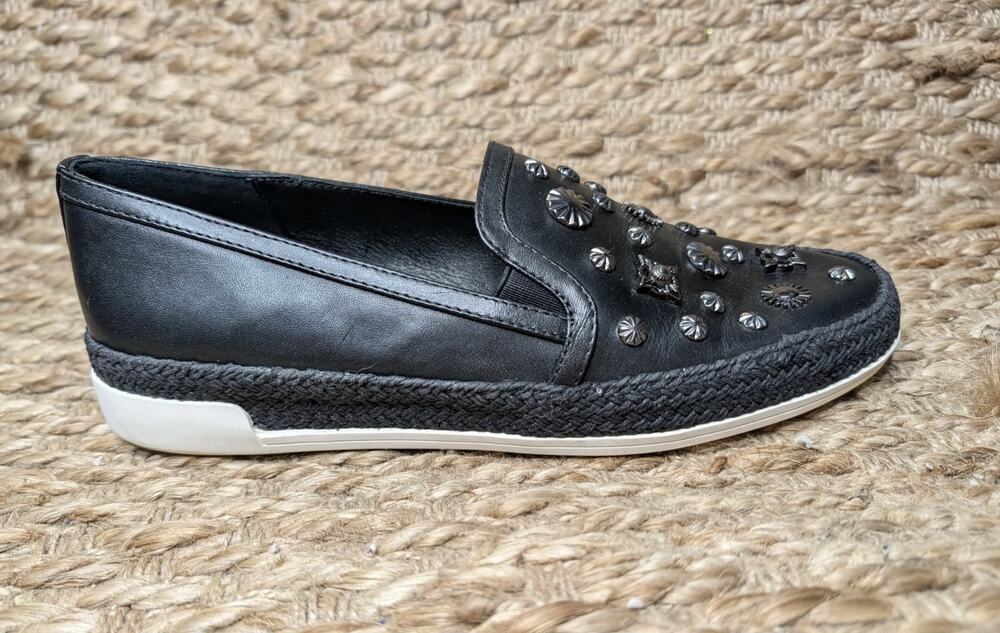 Donald Pliner Pamela Black Studded Espadrille Leather Sneaker Size 7